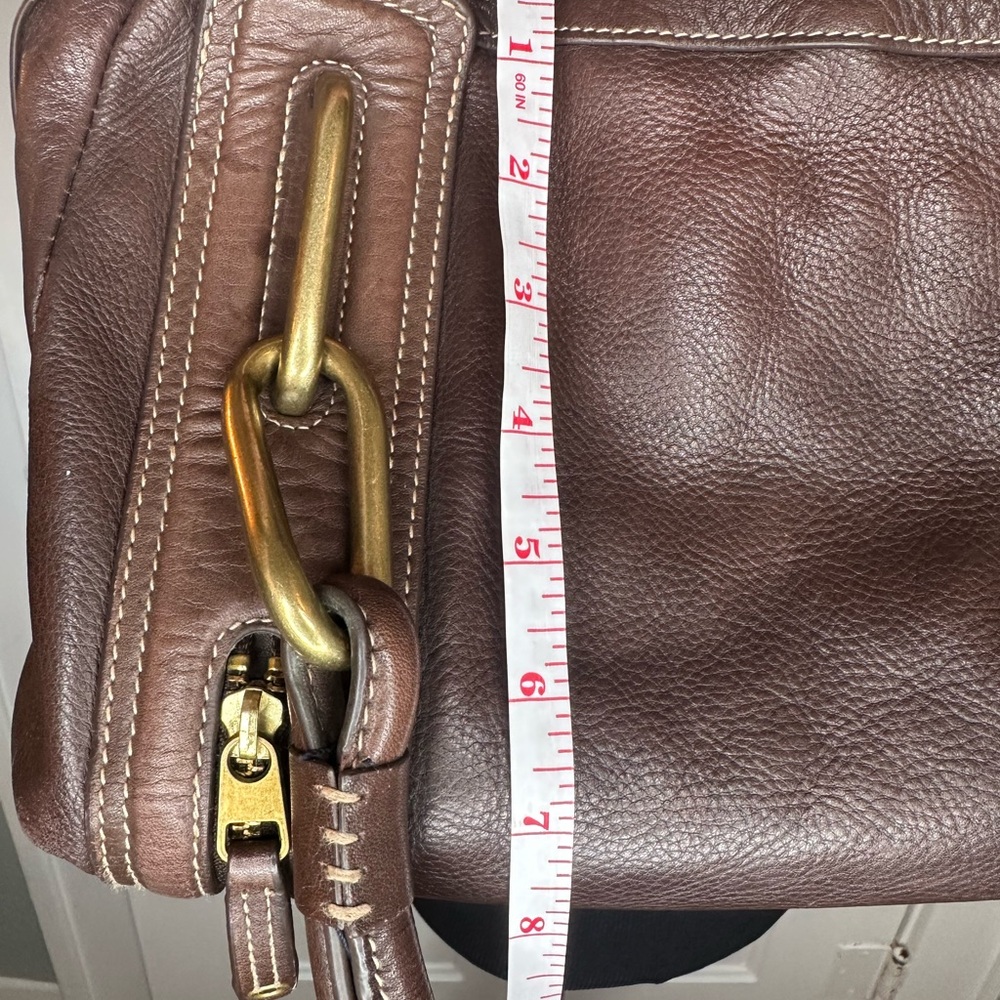 Kate Landry Brown Leather Shoulder Bag with Gold Accents - Picture 11 of 12